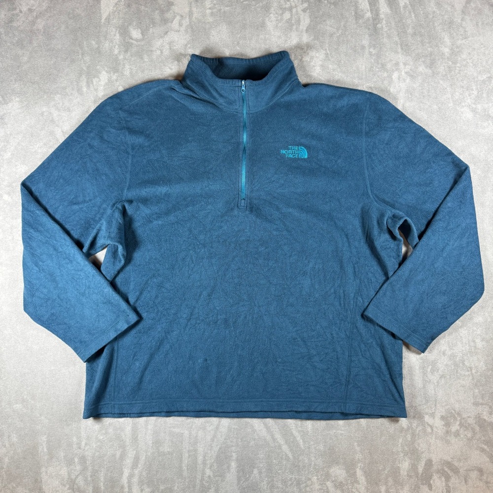 The North Face TKA 100 Fleece 1/4 Zip Pullover Mens XXL Blue